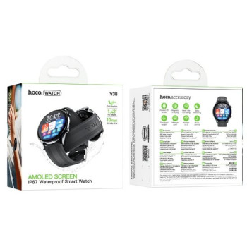 Hoco Y38 Smartwatch με Παλμογράφο και Ελληνικό Μενού Μαύρο