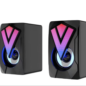 Ηχεία Gamer με Πολύχρωμα Φώτα LED & Έλεγχο Έντασης, Σύνδεση 3.5mm Jack & USB