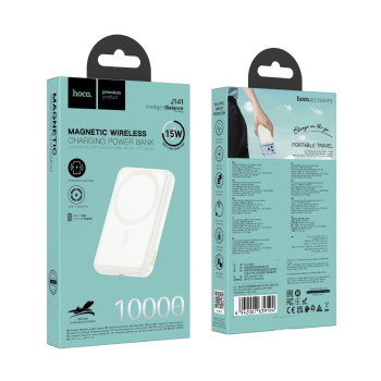 Hoco J141 “Grace” Power Bank Ασύρματης & Ενσύρματης Φόρτισης 10000mAh PD 20W με Υποστήριξη MagSafe – Λευκό